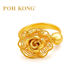 POH KONG 916/22K Yellow Gold Happy Love Double Happiness Rose Ring