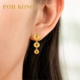 POH KONG 916/22K Yellow Gold Happy Love Triple Circular Disc Dangle Earrings