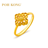 POH KONG 916/22K Yellow Gold Happy Love Four Leaf Clover Ring