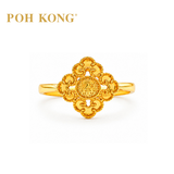 POH KONG 916/22K Yellow Gold Happy Love Four Leaf Clover Ring