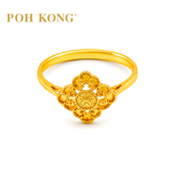POH KONG 916/22K Yellow Gold Happy Love Four Leaf Clover Ring
