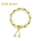 POH KONG 999/24K Yellow Gold Money Pouch Jade Beaded Bottle Gourd Bracelet