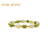 POH KONG 999/24K Yellow Gold Jade and Oval Beaded Bottle Gourd Bracelet