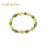 POH KONG 999/24K Yellow Gold Jade and Oval Beaded Bottle Gourd Bracelet