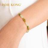 POH KONG 999/24K Yellow Gold Jade and Oval Beaded Bottle Gourd Bracelet