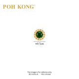 POH KONG 750/18K Yellow Gold Fei Cui With Diamond Round Cabochon Halo Earrings