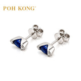 POH KONG 750/18K White Gold Royal Blue Sapphire With Diamond Stud Earrings