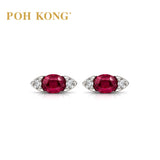 POH KONG 750/18K White Gold Royal Ruby With Diamond Stud Earrings