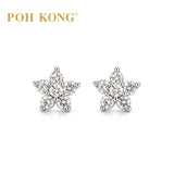POH KONG 750/18K White Gold Diamond Blossom Cluster Stud Earring With Silicone Backs
