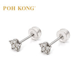 POH KONG 750/18K White Gold Diamond Blossom Cluster Stud Earring With Silicone Backs