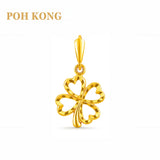POH KONG 916/22K Yellow Gold Eternal Lucky Heart Clover Pendant