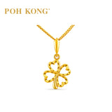 POH KONG 916/22K Yellow Gold Eternal Lucky Heart Clover Pendant