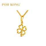 POH KONG 916/22K Yellow Gold Eternal Lucky Heart Clover Pendant