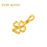 POH KONG 916/22K Yellow Gold Eternal Lucky Heart Clover Pendant