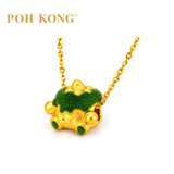 POH KONG 999.9/24K Yellow Gold Wealth Pot Green Flocked Charm