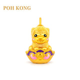 POH KONG 999.9/24K Yellow Gold Yellow Flocked Horse With Enamel Cloud Treasure Pendant