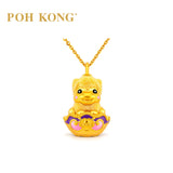 POH KONG 999.9/24K Yellow Gold Yellow Flocked Horse With Enamel Cloud Treasure Pendant