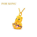 POH KONG 999.9/24K Yellow Gold Yellow Flocked Horse With Enamel Cloud Treasure Pendant