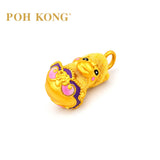 POH KONG 999.9/24K Yellow Gold Yellow Flocked Horse With Enamel Cloud Treasure Pendant