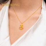 POH KONG 999.9/24K Yellow Gold Yellow Flocked Horse With Enamel Cloud Treasure Pendant