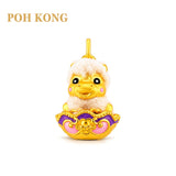 POH KONG 999.9/24K Yellow Gold White Flocked Horse With Enamel Cloud Treasure Pendant