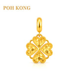 POH KONG 916/22K Yellow Gold Four-Petal Beaded-Edge Flower Pendant