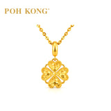 POH KONG 916/22K Yellow Gold Four-Petal Beaded-Edge Flower Pendant