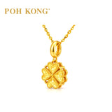 POH KONG 916/22K Yellow Gold Four-Petal Beaded-Edge Flower Pendant