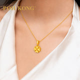 POH KONG 916/22K Yellow Gold Four-Petal Beaded-Edge Flower Pendant