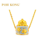 POH KONG 999.9/24K Yellow Gold Blue Flocked With Floral Castle Charm