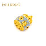 POH KONG 999.9/24K Yellow Gold Blue Flocked With Floral Castle Charm