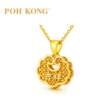 POH KONG 999/24K Yellow Gold Longevity Lock Pendant with 'JiXiang' Fortune Symbol