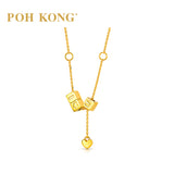 POH KONG 916/22K Yellow Gold 3D Cube 'I love U' Charm Necklace