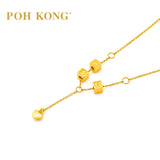 POH KONG 916/22K Yellow Gold 3D Cube 'I love U' Charm Necklace