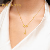POH KONG 916/22K Yellow Gold 3D Cube 'I love U' Charm Necklace