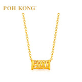 POH KONG 916/22K Yellow Gold 'LOVE HOPE' Cutout Barrel Necklace