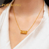 POH KONG 916/22K Yellow Gold 'LOVE HOPE' Cutout Barrel Necklace