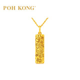 POH KONG 916/22K Yellow Gold Multi-Blessing Rectangle Bar Pendant