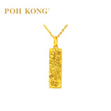 POH KONG 916/22K Yellow Gold Multi-Blessing Rectangle Bar Pendant
