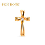 POH KONG 750/18K Rose Gold Cross Pendant with Diamond