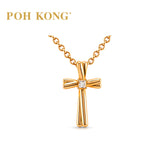 POH KONG 750/18K Rose Gold Cross Pendant with Diamond
