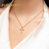 POH KONG 750/18K Rose Gold Cross Pendant with Diamond
