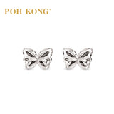 POH KONG 375/9K White Gold Ribbon Stud Earrings