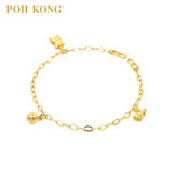 POH KONG 916/22K Yellow Gold Kids Bear And Bell Anklet