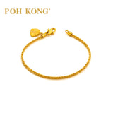 POH KONG 916/22K Yellow Gold Delicate Cross-Weave Bracelet with Lobster Clasp