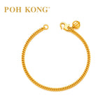 POH KONG 916/22K Yellow Gold Solid Single Curb Hollow Heart Shape Bracelet