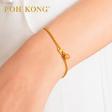 POH KONG 916/22K Yellow Gold Solid Single Curb Hollow Heart Shape Bracelet