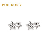 POH KONG 375/9K White Gold Double Star Stud Earrings
