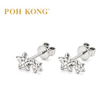 POH KONG 375/9K White Gold Double Star Stud Earrings