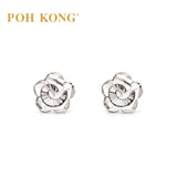 POH KONG 375/9K White Gold Flower Stud Earrings